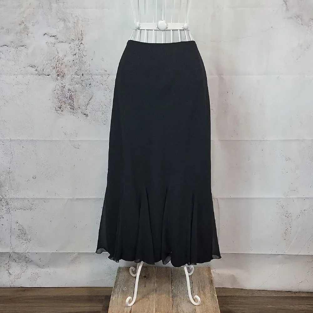 S.L. Fashions Black Midii Skirt with Ruffle Hem Womens Size 10